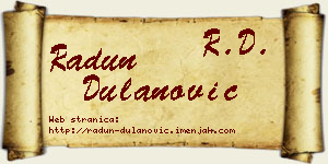 Radun Dulanović vizit kartica